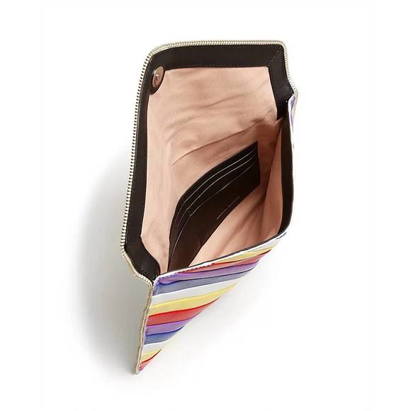 NEW REBECCA MINKOFF chevron quilted leo leather clutch in rainbow - Picture 3 of 4